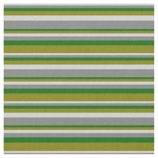 Light Grey, Grey, Dark Green, and Green Lines Fabric (Close Up)