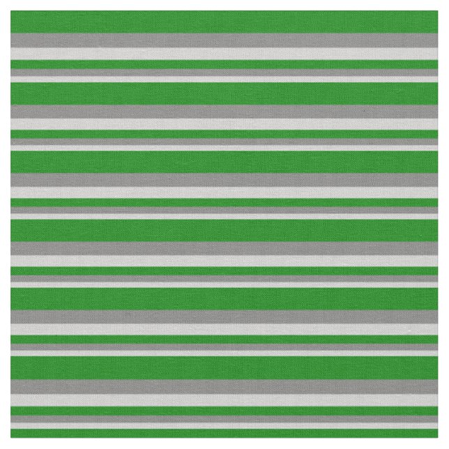 Light Grey, Grey & Green Pattern of Stripes Fabric (Close Up)