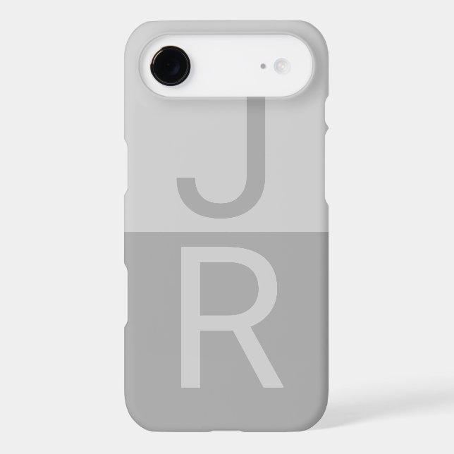 Light Grey & Grey Modern Initials Monogram Case-Mate iPhone Case (Back)