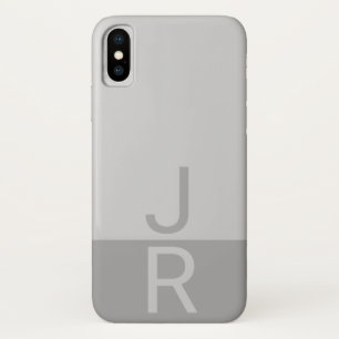 Light Grey & Grey Modern Initials Monogram iPhone X Case