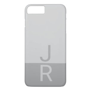 Light Grey & Grey Modern Initials Monogram iPhone 8 Plus/7 Plus Case