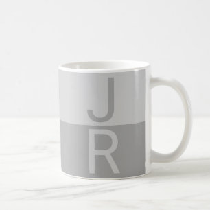 Light Grey & Grey Modern Initials Monogram Coffee Mug