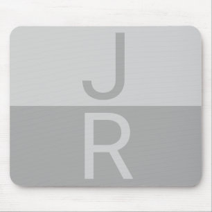 Light Grey & Grey Modern Initials Monogram Mouse Mat