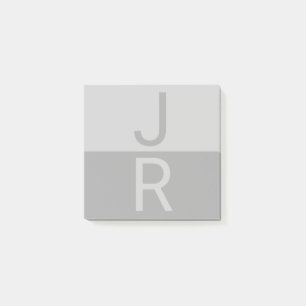 Light Grey & Grey Modern Initials Monogram Post-it Notes