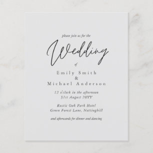 Light Grey Grey Script Typography Budget Wedding