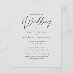 Light Grey Grey Script Typography Budget Wedding