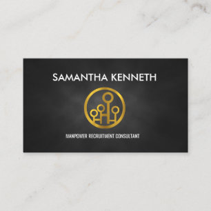 Light Grey Grunge Gold Icon Manpower Consultant Business Card