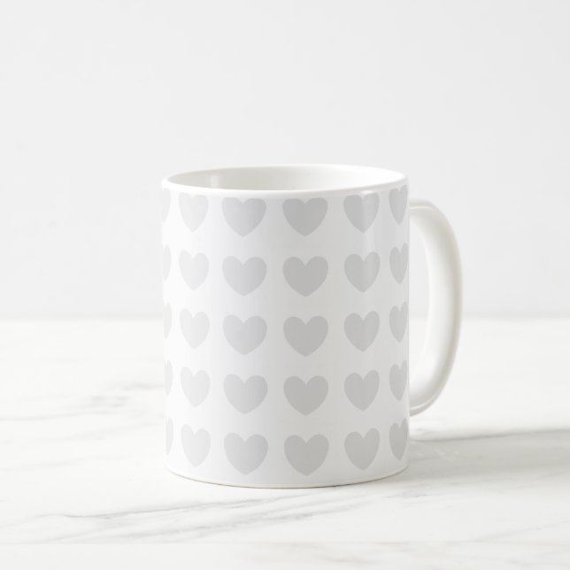 Light grey hearts  coffee mug (Front Right)