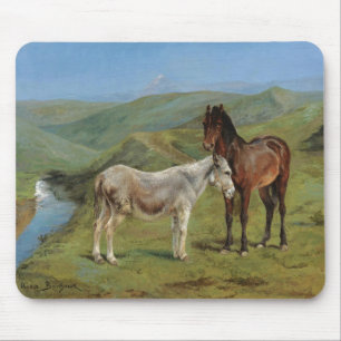 Light Grey Horse in a Field (Equine Farm Animal) Mouse Mat