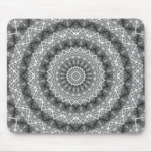 Light Grey Kaleidoscope / Mandala Mouse Mat