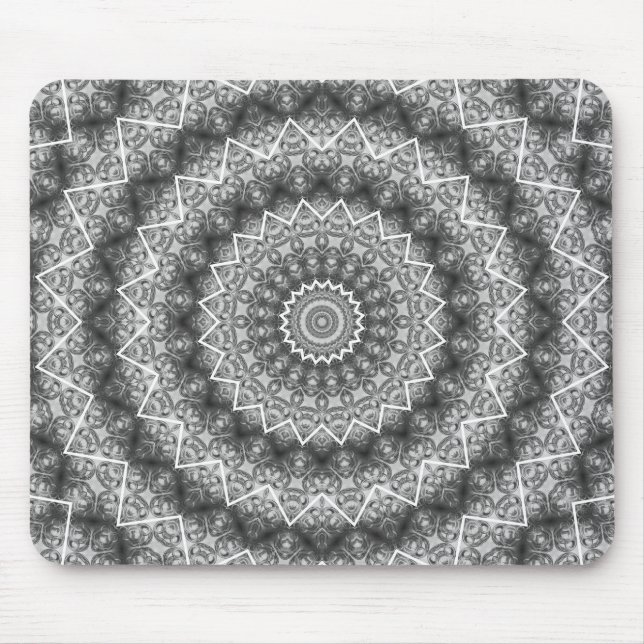 Light Grey Kaleidoscope / Mandala Mouse Mat (Front)