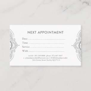 Light-grey lace appointment card