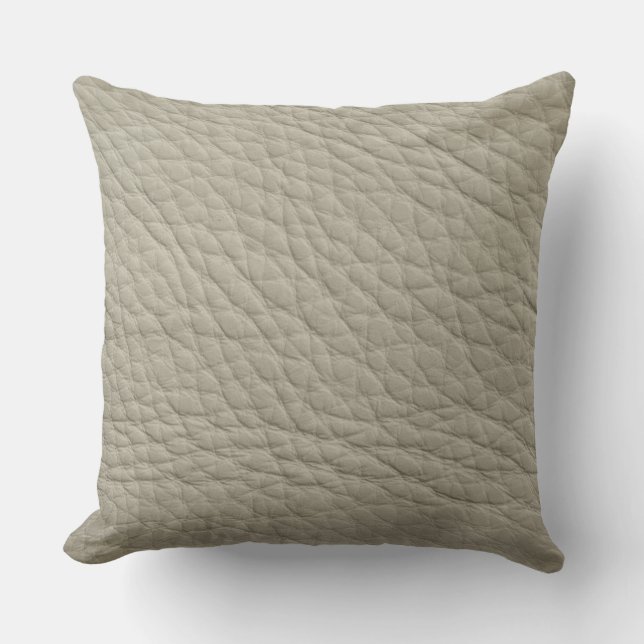Light Grey Leather Look Print Decorative Pillow (Front)