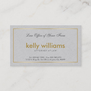 Light Grey Linen Attorney At Law Gold Accent Business Card