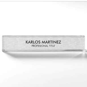 Light Grey Linen Immigration Attorney Nameplate