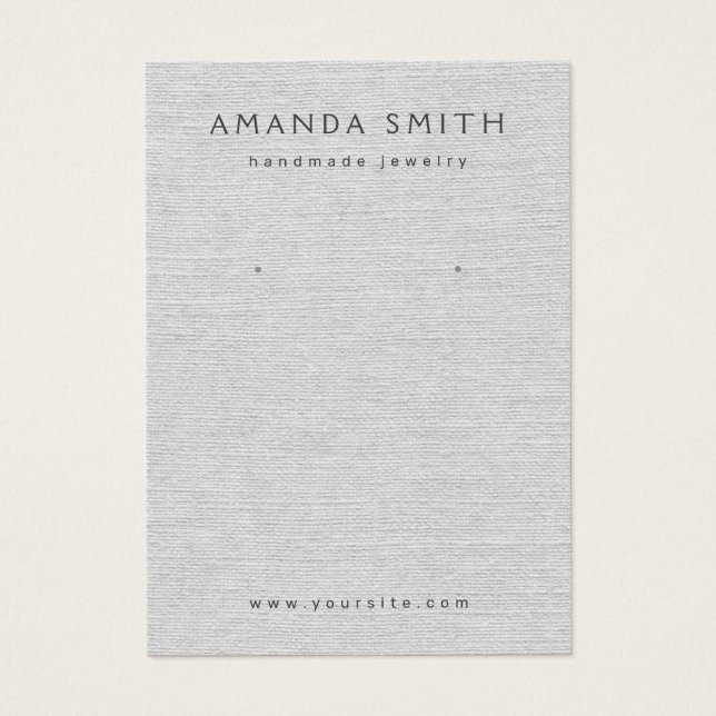 Light grey linen look earring display card (Front)
