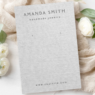 Light grey linen look earring display card