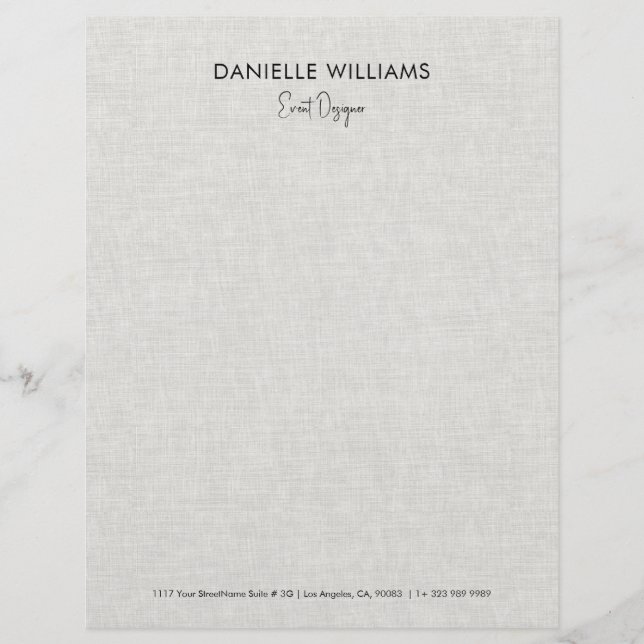 Light grey linen texture Event Designer Custom Letterhead (Front)
