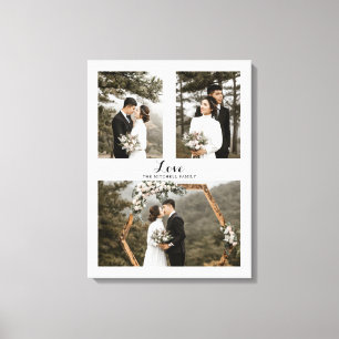 light grey Love Script Custom Photo Collage Canvas Print