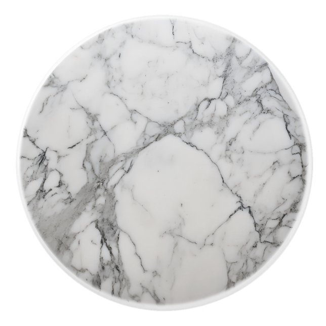Light Grey Marble Pattern Ceramic Knob (Front)