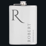 Light Grey Masculine Monogram Groomsmen Gift Hip Flask<br><div class="desc">This simple custom groomsmen flask features personalised groomsman's or best man's name,  monogram,  and wedding date. You can easily change the background and fonts colours to match your event if you like.</div>