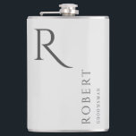 Light Grey Masculine Monogram Groomsmen Gift Hip Flask<br><div class="desc">This simple custom groomsmen flask features personalised groomsman's or best man's name,  monogram,  and wedding date. You can easily change the background and fonts colours to match your event if you like.</div>