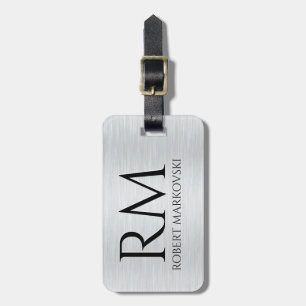 Light grey Metallic Texture Luggage Tag