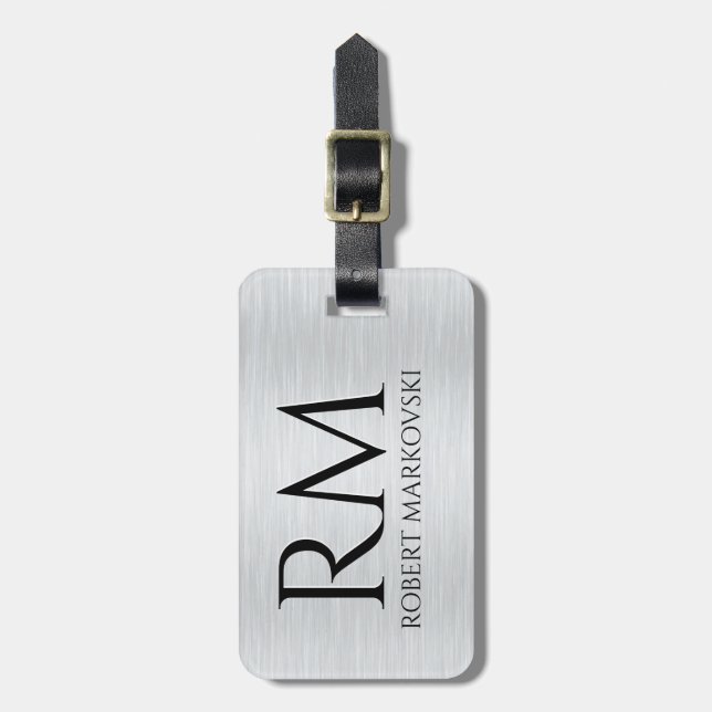 Light grey Metallic Texture Luggage Tag (Front Vertical)