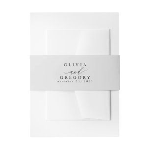 Light Grey Minimal Modern Wedding Invitation Belly Band