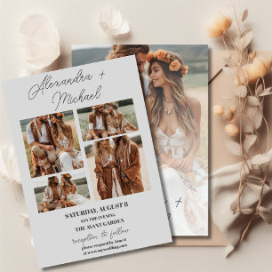 Light Grey Minimal Overlay Photo Wedding Invitation
