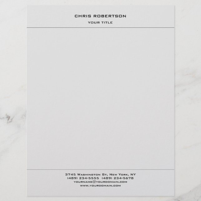 Light Grey Minimalist Modern Professional Custom Letterhead (Front)