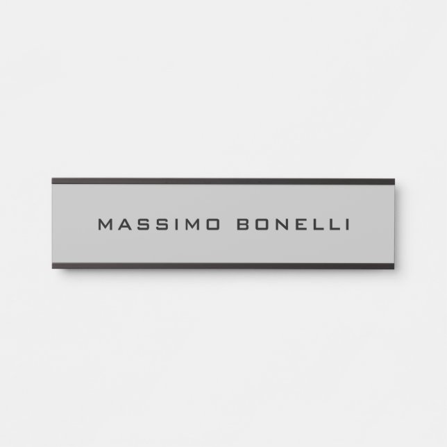 Light Grey Minimalist Plain Legible Modern Door Sign (Front)