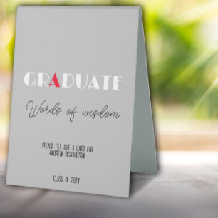 Light grey minimalist white red graduation name