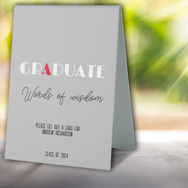 Light grey minimalist white red graduation name (Creator Uploaded)