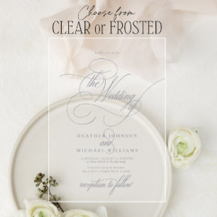 Light Grey Modern Calligraphy Classic Wedding Acrylic Invitations