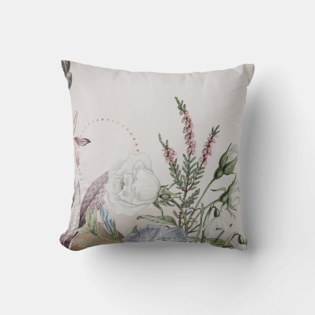 Light Grey Modern Floral Design Cushion (Front)
