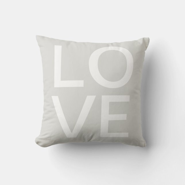 Light Grey modern simple Love Cushion (Front)