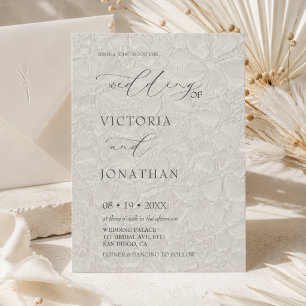 Light Grey Modern White Photo Wedding Invitation