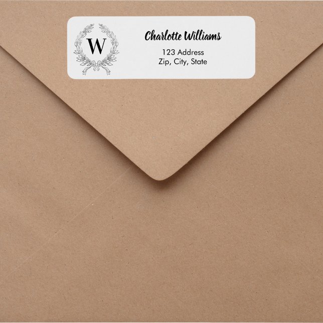 Light grey monogram initial wreath return address (Creator Uploaded)