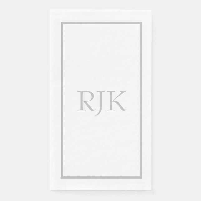 Light Grey Monogram Initials Custom Name 2023 Napkin (Front)
