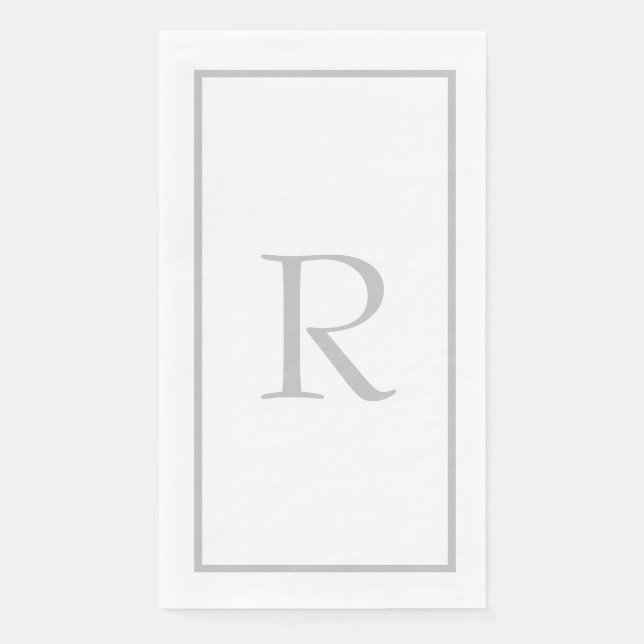 Light Grey Monogram Initials Custom Name Colour Napkin (Front)