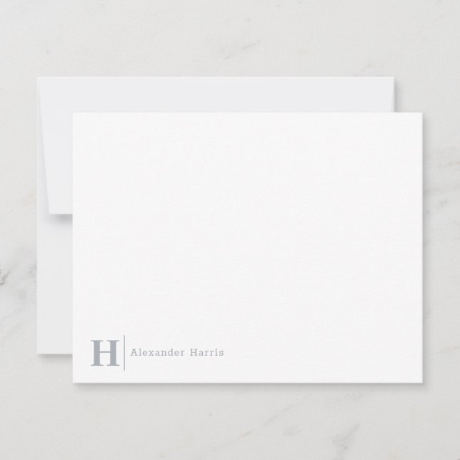 Light Grey Monogram Line Modern Simple Business Card (Front)