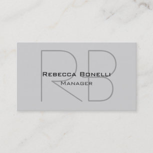 Light Grey Monogram Manager Business Card