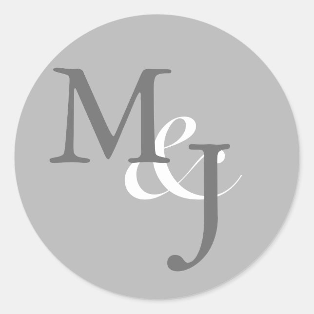 Light Grey Monogrammed Wedding Envelope Seals (Front)