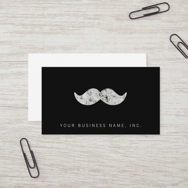 Light Grey Moustache Vintage Business Card (Front/Back In Situ)