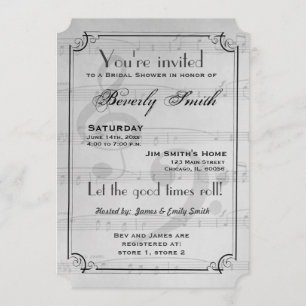 Light Grey Musical theme bridal shower Invitation