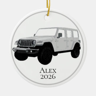 Light Grey Off-Road Utility Vehicle 7 slot grille Ceramic Tree Decoration