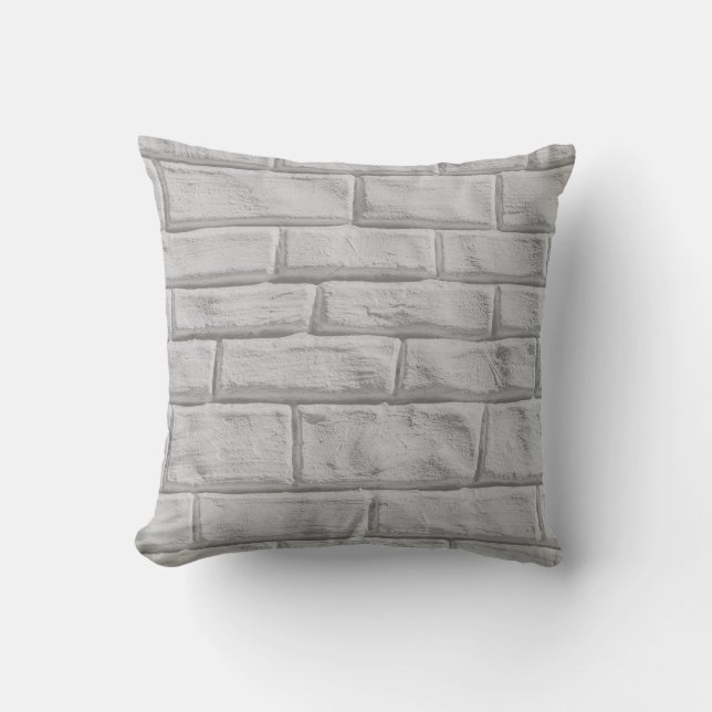 Light grey or white brick wall surface texture bac cushion (Front)