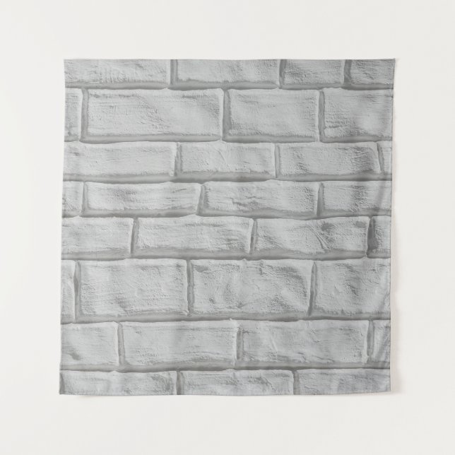Light grey or white brick wall surface texture bac tapestry (Front)