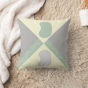 Light grey & pastel green pattern cushion